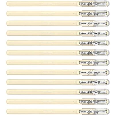 Pentel Mattehop 1.0mm Gel Roller Ivory White Pack of 12 Pentel Mattehop 1.0mm Gel Roller Ivory White Pack of 12