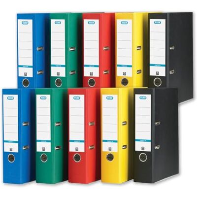 Elba A4 Lever Arch File, Assorted Colours, Pack of 10 Heavy Duty Folders, 80mm Elba A4 Lever Arch File, Assorted Colours, Pack of 10 Heavy Duty Folders, 80mm