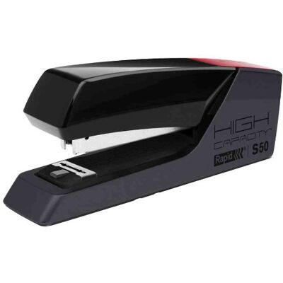 Rapid S50 Stapler Flat Clinch Half Strip Solid Steel with 50 Sheets Capacity Black Rapid S50 Stapler Flat Clinch Half Strip Solid Steel with 50 Sheets Capacity Black