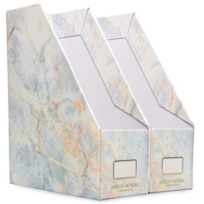 ANZON MORIES Magazine File Holder with Golden Marble Design 2 Pack, Premium Document Storage Box, Book Bin, Desk File Rack, Perfect for A4 Size Document, Office Folder, Newspaper Tray ANZON MORIES Magazine File Holder with Golden Marble Design 2 Pack, Premium Document Storage Box, Book Bin, Desk File Rack, Perfect for A4 Size Document, Office Folder, Newspaper Tray