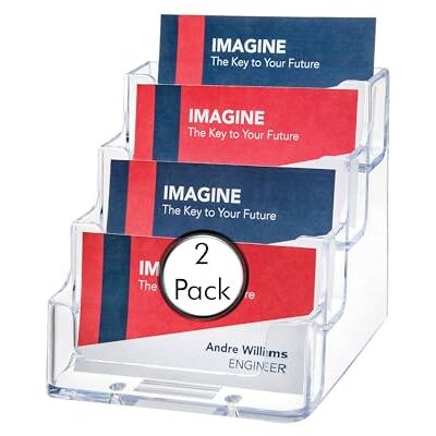 Deflecto Business Card Holder 4 Tier 4 Pocket Landscape Pack of 2 Clear Deflecto Business Card Holder 4 Tier 4 Pocket Landscape Pack of 2 Clear