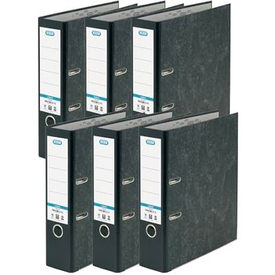 Elba A4 Lever Arch Files, Black Cloud Effect, Durable Matt Paper-on-Board Filing Folders, 80 mm Spine Holds Up to 560 Sheets, Pack of 6 Elba A4 Lever Arch Files, Black Cloud Effect, Durable Matt Paper-on-Board Filing Folders, 80 mm Spine Holds Up to 560 Sheets, Pack of 6