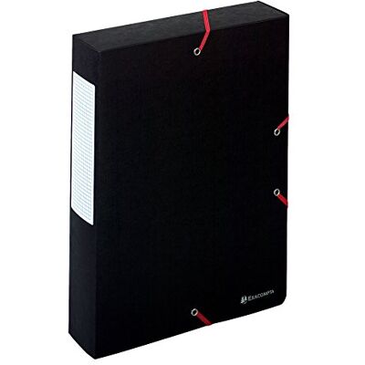 Exacompta Ref. 50911E 10 Scotten filing boxes with rubber bands in 600g/m2 embossed glossy card spine 6 cm dimensions 25 x 33 cm for A4 documents black color delivered assembled Exacompta Ref. 50911E 10 Scotten filing boxes with rubber bands in 600g/m2 embossed glossy card spine 6 cm dimensions 25 x 33 cm for A4 documents black color delivered assembled