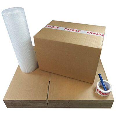 Globe Packaging GP Heavy Duty Large Cardboard Moving and Storage Boxes 42 Litre 46 x 31 x 31 cm (15 Pack) with Fragile Tape Marker and Bubble Wrap Strong Double Walled Cardboard Packing Kit for Moving House Globe Packaging GP Heavy Duty Large Cardboard Moving and Storage Boxes 42 Litre 46 x 31 x 31 cm (15 Pack) with Fragile Tape Marker and Bubble Wrap Strong Double Walled Cardboard Packing Kit for Moving House