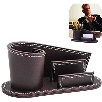 XGOPTS Faux Leather Pen Pot, Irregular Desk Organiser With Business Card Holder Office Desktop Pen Holder Creative Desk Tidy Stationery Storage Box Luxury Desk Supplies Organizer Makeup Brushes Holder XGOPTS Faux Leather Pen Pot, Irregular Desk Organiser With Business Card Holder Office Desktop Pen Holder Creative Desk Tidy Stationery Storage Box Luxury Desk Supplies Organizer Makeup Brushes Holder