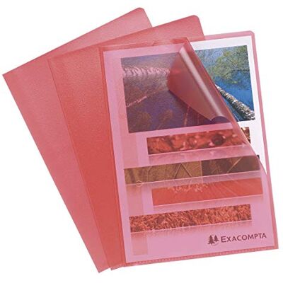 Exacompta Ref 58525E Grained PP Cut Flush Folders (Pack of 100) 220 x 310mm in Size, Suitable for A4 Documents, 120 Micron Polypropylene, L-Shaped Opening Red Exacompta Ref 58525E Grained PP Cut Flush Folders (Pack of 100) 220 x 310mm in Size, Suitable for A4 Documents, 120 Micron Polypropylene, L-Shaped Opening Red