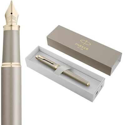 PARKER IM Fountain Pen Finishing Touch Collection Sandstone Finish Fine Nib with Blue Ink Refill Gift Box PARKER IM Fountain Pen Finishing Touch Collection Sandstone Finish Fine Nib with Blue Ink Refill Gift Box