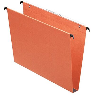 Esselte Kori Vertical Suspension File, Squared Base, Foolscap, Pack of 50 Connectable Files, Tabs Included, Orange, Orgarex Range, 10403 Esselte Kori Vertical Suspension File, Squared Base, Foolscap, Pack of 50 Connectable Files, Tabs Included, Orange, Orgarex Range, 10403