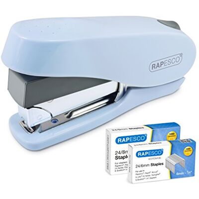Rapesco 1469 Luna Less Effort Stapler with 2000 Staples, 50 Sheet Capacity Powder Blue Rapesco 1469 Luna Less Effort Stapler with 2000 Staples, 50 Sheet Capacity Powder Blue