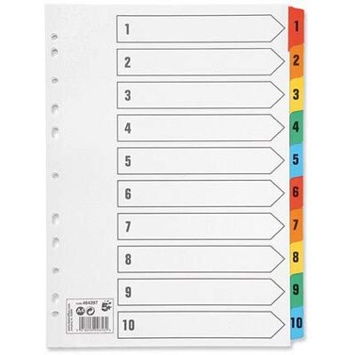 5 Star 2 X 10 x Set of A4 File Dividers Numbered 1-10 Plastic Tabs 5 Star 2 X 10 x Set of A4 File Dividers Numbered 1-10 Plastic Tabs