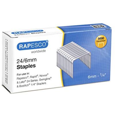 Rapesco Galvanised Staples 24/6 mm, Box of 20,000 20 Packs of 1,000 units Rapesco Galvanised Staples 24/6 mm, Box of 20,000 20 Packs of 1,000 units