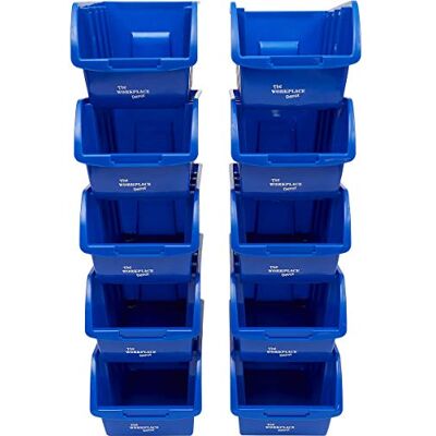 The Workplace Depot Plastic Storage Bins Nesting Stackable Small Parts Containers Blue Pack of 10 127(H) x 150(W) mm The Workplace Depot Plastic Storage Bins Nesting Stackable Small Parts Containers Blue Pack of 10 127(H) x 150(W) mm