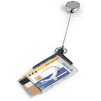 Durable 8308/58 Dual Pass Holder De-Luxe with Chrome Badge Reel (Pack of 10) Durable 8308/58 Dual Pass Holder De-Luxe with Chrome Badge Reel (Pack of 10)