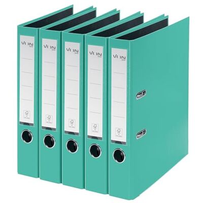 Leitz VON 10561051 Pack of 5 A4 Folders, Cardboard with Plastic Cover, 50 mm Spine Width, for 350 Sheets, FSC-Certified Cardboard, for School, Study & Home, Mint Green Leitz VON 10561051 Pack of 5 A4 Folders, Cardboard with Plastic Cover, 50 mm Spine Width, for 350 Sheets, FSC-Certified Cardboard, for School, Study & Home, Mint Green