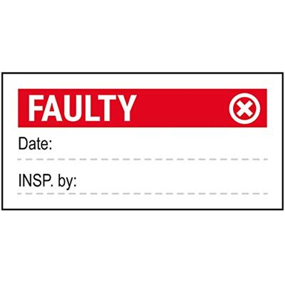 VSafety V Safety Faulty Write On Red Sticker 51x25mm (Roll of 250) VSafety V Safety Faulty Write On Red Sticker 51x25mm (Roll of 250)