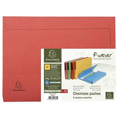 Exacompta Ref 46970E Forever Collection Document Wallets (Pack of 10) 240 x 320mm in Size, Suitable for A4 Documents, 290gsm Premium Pressboard Assorted Colours Exacompta Ref 46970E Forever Collection Document Wallets (Pack of 10) 240 x 320mm in Size, Suitable for A4 Documents, 290gsm Premium Pressboard Assorted Colours