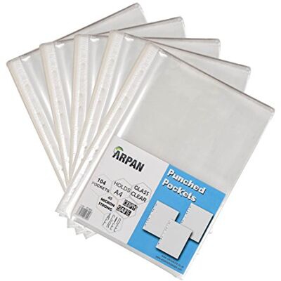 ARPAN Punched Pocket A4 Strong 45 Micron Transparent Poly Wallets Glass Clear Sheet Protector by (A4-104 X 5 Pack) ARPAN Punched Pocket A4 Strong 45 Micron Transparent Poly Wallets Glass Clear Sheet Protector by (A4-104 X 5 Pack)