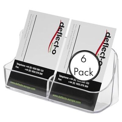 Deflecto Pack of 6 Single Tier 2 Pocket Portrait Countertop Business Card Holder for Desk in Crystal Clear Card Holders Deflecto Pack of 6 Single Tier 2 Pocket Portrait Countertop Business Card Holder for Desk in Crystal Clear Card Holders