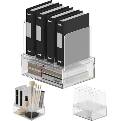 Silreck Acrylic File Organizer With Drawer I Clear Box for File, File Holder, Office Accesories Organizer I Desk Top File Organizer, Multipurpose Use (PRO26 With Drawer) Silreck Acrylic File Organizer With Drawer I Clear Box for File, File Holder, Office Accesories Organizer I Desk Top File Organizer, Multipurpose Use (PRO26 With Drawer)