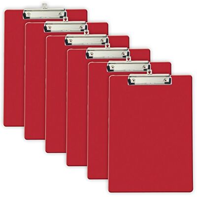 Officemate Recycled Plastic Clipboard, Letter Size, Red, Pack of 6 (83083) Officemate Recycled Plastic Clipboard, Letter Size, Red, Pack of 6 (83083)