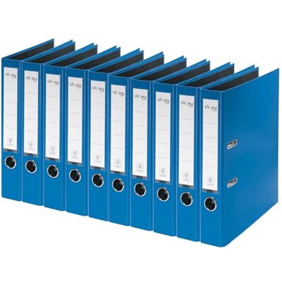 Leitz VON A4 Folder, Pack of 10, Cardboard with Plastic Cover, 50 mm Spine Width, for 350 Sheets, Blue Angel & FSC Certified, for School, Study & Home, Blue, 10560035 Leitz VON A4 Folder, Pack of 10, Cardboard with Plastic Cover, 50 mm Spine Width, for 350 Sheets, Blue Angel & FSC Certified, for School, Study & Home, Blue, 10560035