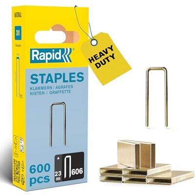 Rapid High-Performance Staples for Dense Materials, Narrow Crown No. 606, Leg Length 23mm, Staple Gun Staples, Resin-Coated Galvanised Steel, 600 Pieces, Narrow Blister (40109530) Rapid High-Performance Staples for Dense Materials, Narrow Crown No. 606, Leg Length 23mm, Staple Gun Staples, Resin-Coated Galvanised Steel, 600 Pieces, Narrow Blister (40109530)