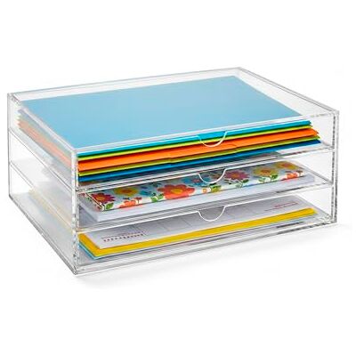 Osco Landscape Clear Acrylic 3 Tier Paper Sorter, A4 Document Storage, Filing Drawers, Paperwork Organiser, Desk Tidy, Cosmetic Storage, Lego Sorter, Coffee Capsule Pods Holder Osco Landscape Clear Acrylic 3 Tier Paper Sorter, A4 Document Storage, Filing Drawers, Paperwork Organiser, Desk Tidy, Cosmetic Storage, Lego Sorter, Coffee Capsule Pods Holder