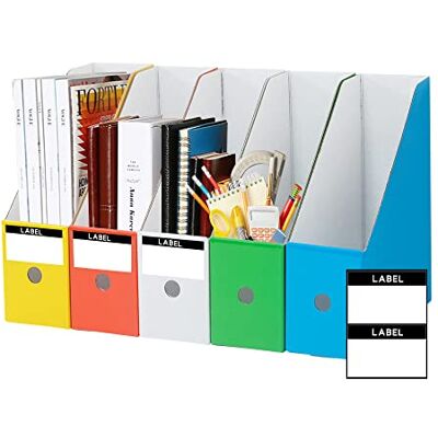 JINCHIDA 5 Pack Magazine File Holder with 5 Labels,Cardboard Magazine Holder for Files,Document Folder Holders A (5 COLOR, 5 PACK) JINCHIDA 5 Pack Magazine File Holder with 5 Labels,Cardboard Magazine Holder for Files,Document Folder Holders A (5 COLOR, 5 PACK)