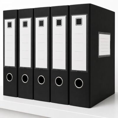 Toyana A4 Box File Pack of 5-75mm Document Storage, Foldable Plastic Box with Thumb Hole & Front Index Window, Professional Office Filing Box for Home, School & Desktop Organisation Toyana A4 Box File Pack of 5-75mm Document Storage, Foldable Plastic Box with Thumb Hole & Front Index Window, Professional Office Filing Box for Home, School & Desktop Organisation
