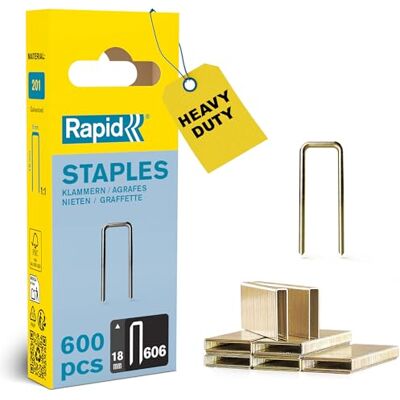 Rapid High-Performance Staples for Dense Materials, Narrow Crown No. 606, Leg Length 18mm, Staple Gun Staples, Resin-Coated Galvanised Steel, 600 Pieces, Narrow Blister (40109529) Rapid High-Performance Staples for Dense Materials, Narrow Crown No. 606, Leg Length 18mm, Staple Gun Staples, Resin-Coated Galvanised Steel, 600 Pieces, Narrow Blister (40109529)