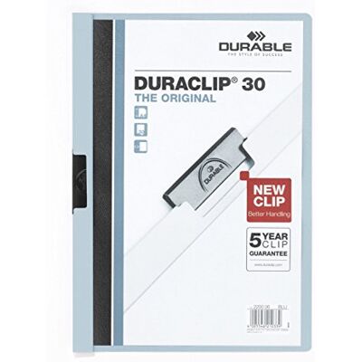 Durable DURACLIP 30 A4 Clip Folder Holds Up to 30 Sheets of A4 Paper Strong Metal Sprung Clip Pack of 25 Blue Colour Folders for Organising Documents Durable DURACLIP 30 A4 Clip Folder Holds Up to 30 Sheets of A4 Paper Strong Metal Sprung Clip Pack of 25 Blue Colour Folders for Organising Documents