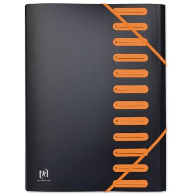 Oxford Expanding Expanding File 12 Pocket A4 Cover Polypropylene Two Tone Black/Orange Oxford Expanding Expanding File 12 Pocket A4 Cover Polypropylene Two Tone Black/Orange