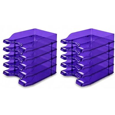 Deflecto Pack of 10 Gemstone collection Contemporary Self Stacking Letter Tray Amethyst Deflecto Pack of 10 Gemstone collection Contemporary Self Stacking Letter Tray Amethyst