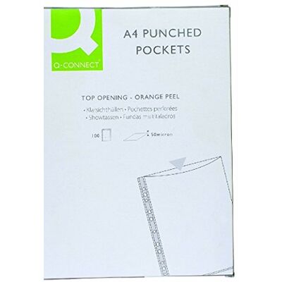 Q Connect Punched Pocket A4 50micron (Pack of 1000) Q Connect Punched Pocket A4 50micron (Pack of 1000)