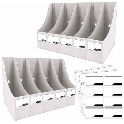 ANSSDO 12 Pack White Cardboard Magazine Holder Premium Magazine File Organizer, Large Volume Storage Box, Book Bins or Folder Holder for Desk ANSSDO 12 Pack White Cardboard Magazine Holder Premium Magazine File Organizer, Large Volume Storage Box, Book Bins or Folder Holder for Desk