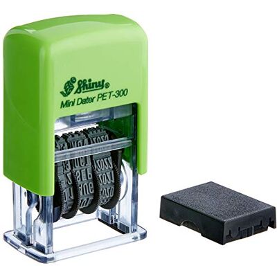 Shiny PET-300 Self-inking Date Stamp (3.8mm Character Height) , Green Shiny PET-300 Self-inking Date Stamp (3.8mm Character Height) , Green