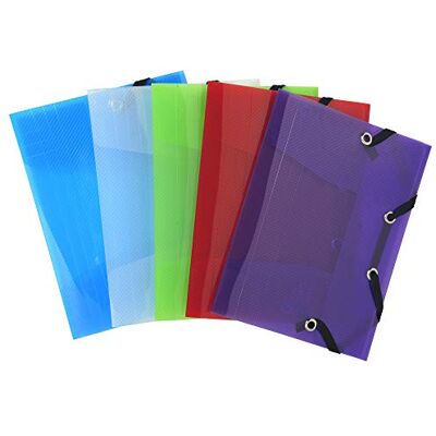 Exacompta Ref 50700E Elasticated 3-Flap Folder Suitable for A4 Documents, Translucent 0.5mm Polypropylene, Easy Identification Assorted Colours (Pack of 25) Exacompta Ref 50700E Elasticated 3-Flap Folder Suitable for A4 Documents, Translucent 0.5mm Polypropylene, Easy Identification Assorted Colours (Pack of 25)