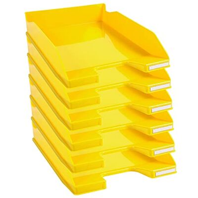 Exacompta Ref. 113289D set of 6 COMBO MIDI letter trays dimensions 34.6 x 25.5x 6.5 cm for A4 + format documents glossy yellow color Exacompta Ref. 113289D set of 6 COMBO MIDI letter trays dimensions 34.6 x 25.5x 6.5 cm for A4 + format documents glossy yellow color