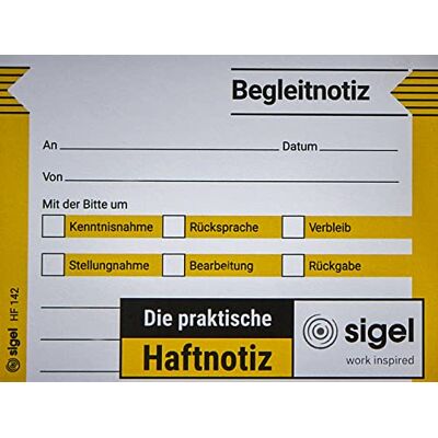 Sigel HF142 Sticky Note Accompanying Note (Begleitnotiz) 100x75 mm 1 Items Sigel HF142 Sticky Note Accompanying Note (Begleitnotiz) 100x75 mm 1 Items