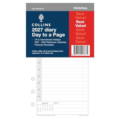 Collins 2027 Personal Organiser Refill 12 Month Day-to-Page Appointments Diary Refill Debden (PR2100) (PR2100-27) Collins 2027 Personal Organiser Refill 12 Month Day-to-Page Appointments Diary Refill Debden (PR2100) (PR2100-27)