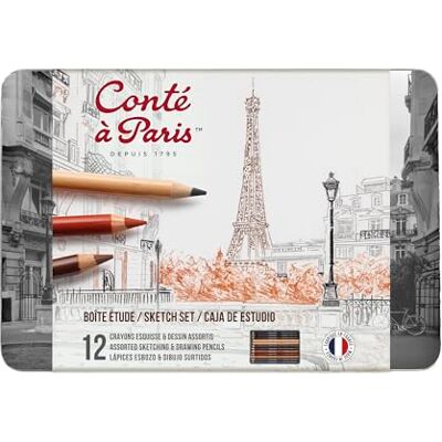 Conté à Paris Studio Sketching and Drawing Pencils Assorted Colours, White, 12 Count (Pack of 1) Conté à Paris Studio Sketching and Drawing Pencils Assorted Colours, White, 12 Count (Pack of 1)