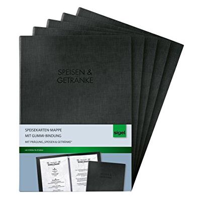 Sigel 5 x Grammalogue Speisekarten-Workbook with Rubber-Bound A5 Envelopes 4 Lettering Black Blind Sigel 5 x Grammalogue Speisekarten-Workbook with Rubber-Bound A5 Envelopes 4 Lettering Black Blind