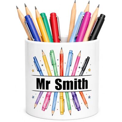 Vacso Trading Personalised Teacher Ceramic Pen Pot – Custom Teacher Name Pencil Holder – Colourful Stationery Desk Organiser Teacher Appreciation Gift Vacso Trading Personalised Teacher Ceramic Pen Pot – Custom Teacher Name Pencil Holder – Colourful Stationery Desk Organiser Teacher Appreciation Gift