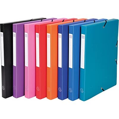 Exacompta Pack 8 Assorted PP Filing Boxes Opak A4 Spine 2.5cm Organise Exacompta Pack 8 Assorted PP Filing Boxes Opak A4 Spine 2.5cm Organise