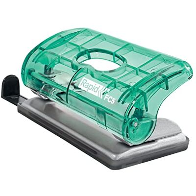 Rapid F5 Colour'Ice Mini 2 Hole Punch, Punches up to 10 Sheets, Adjustable Guide Bar, Compact Design, Green, 5001331 Rapid F5 Colour'Ice Mini 2 Hole Punch, Punches up to 10 Sheets, Adjustable Guide Bar, Compact Design, Green, 5001331