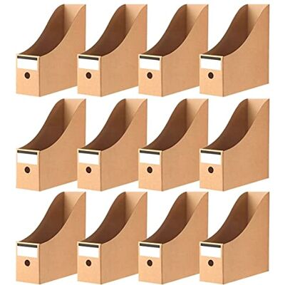 KAHEIGN 12Pcs Magazine Files Holder, 26CM x 9CM Kraft Cardboard Magazine Rack Stationery Document Storage Box A4 File Organiser Divider for School Office Home Desktop File Divide Storage KAHEIGN 12Pcs Magazine Files Holder, 26CM x 9CM Kraft Cardboard Magazine Rack Stationery Document Storage Box A4 File Organiser Divider for School Office Home Desktop File Divide Storage