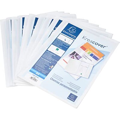 Exacompta Ref 43008E Kreacover Personalisable Presentation Folder Suitable for A4 Documents, Business Card Slot, Pre-Cut Tabs for Holding Documents White Pack of 1 Exacompta Ref 43008E Kreacover Personalisable Presentation Folder Suitable for A4 Documents, Business Card Slot, Pre-Cut Tabs for Holding Documents White Pack of 1