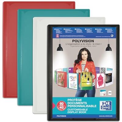 Oxford Polyvision A4 Document Protector 80 Sheets / 40 Pockets Opaque Polypropylene Cover Assorted Colours Oxford Polyvision A4 Document Protector 80 Sheets / 40 Pockets Opaque Polypropylene Cover Assorted Colours