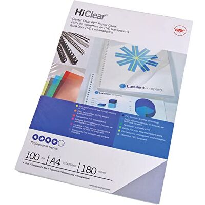 GBC HiClear Binding Covers, A4, Clear, 200 Micron, Pack of 100, CE012080E GBC HiClear Binding Covers, A4, Clear, 200 Micron, Pack of 100, CE012080E