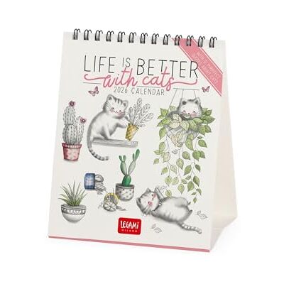 LEGAMI 2026 Desk Calendar, Sketchy Cats Desk Calendar, 12 Months and Yearly Planner in English, Zodiac Signs, International Holidays, 12 x 14.5 cm LEGAMI 2026 Desk Calendar, Sketchy Cats Desk Calendar, 12 Months and Yearly Planner in English, Zodiac Signs, International Holidays, 12 x 14.5 cm